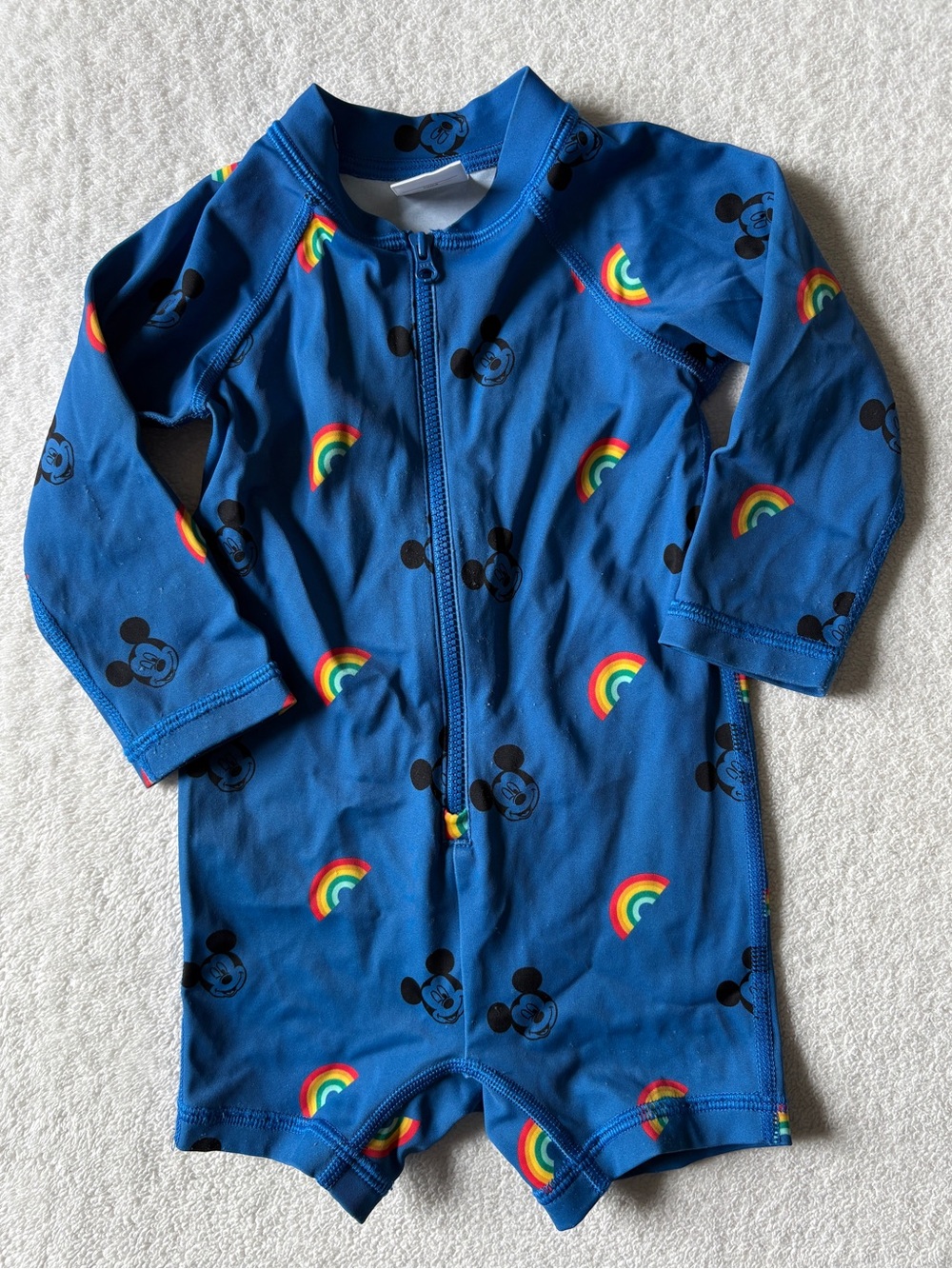 Hanna Andersson x Disney Mickey Mouse rainbow one piece swimsuit, Sz 12-18 Mos